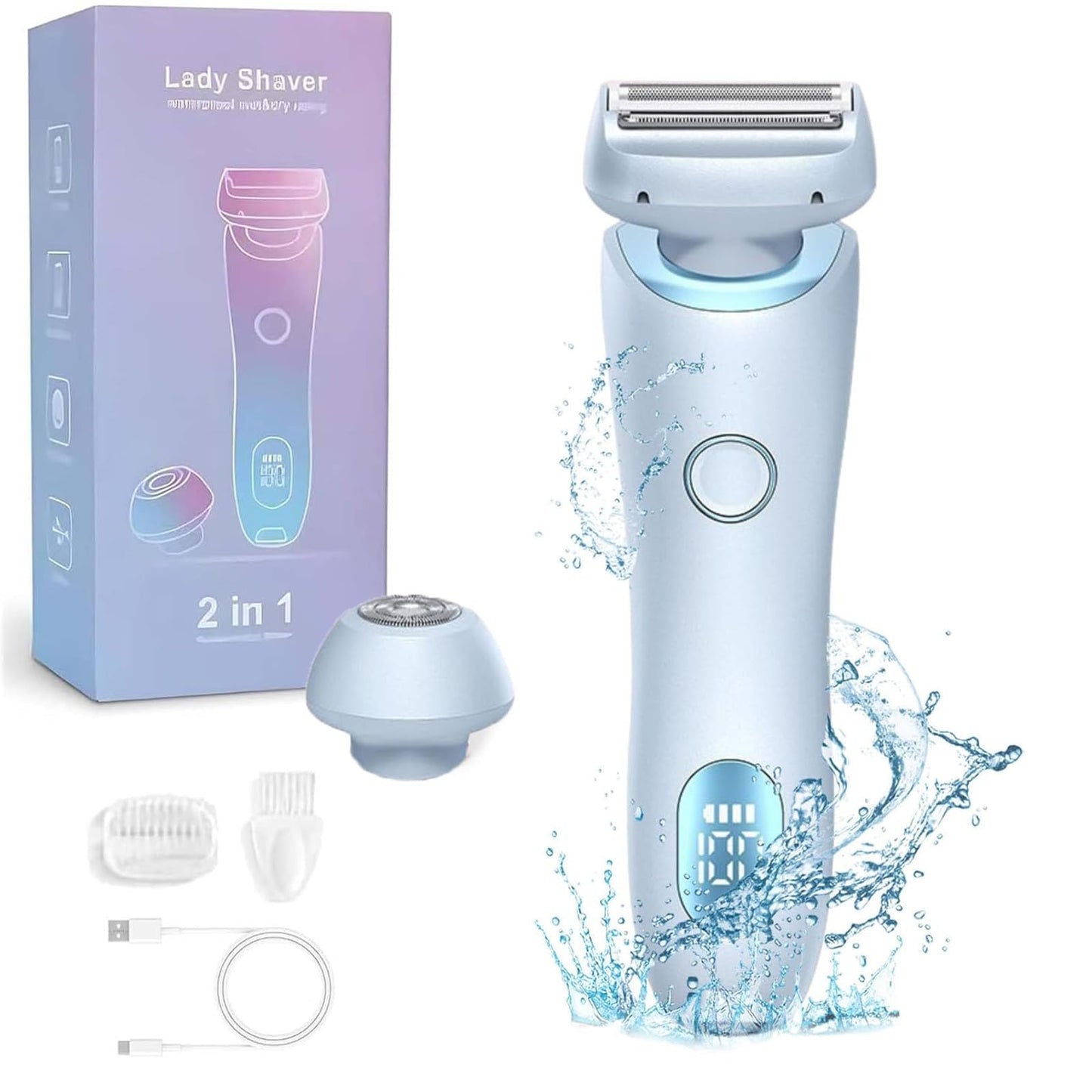 Dusk Razor for Women,The Glide Pro 3.0 Razor,Duskofficial Razor,Dusk Glide Pro 3.0, Electric Shaver for Women,Wet and Dry, Painless Hair Removal, Removable Head(Blue)