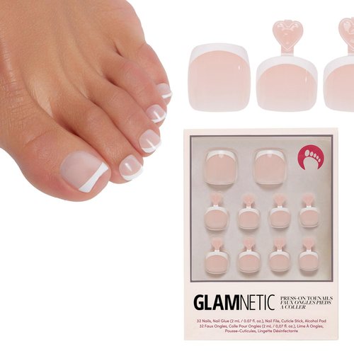 Glamnetic Press-On Nails | Ma Damn Mani Pedi | White French Tip Press-On Nails and Press-On Toenails