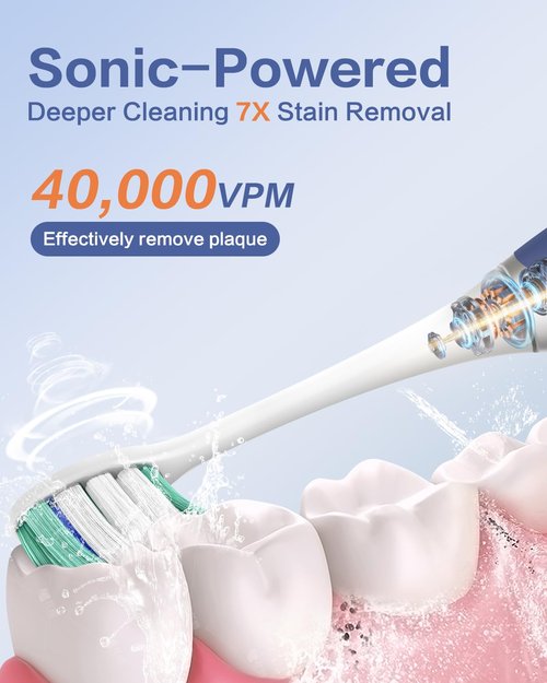 ANVS Sonic Electric Toothbrushes for Adults - Rechargeable Electric Toothbrush with Travel Case, 8 Brush Heads and a Holder, Power Whitening Toothbrush Fast Charge for 90 Days Use (White)