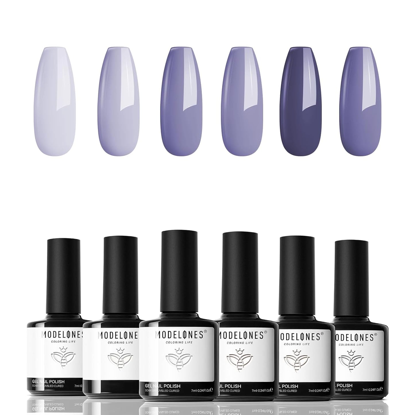 modelones Pink Gel Nail Polish Set, 6 Colors Light Soft Pink White Nude Pink Soak Off Nail Art Gel Design Manicure Kit Salon DIY Home Gift for Women Girlfriend Girl