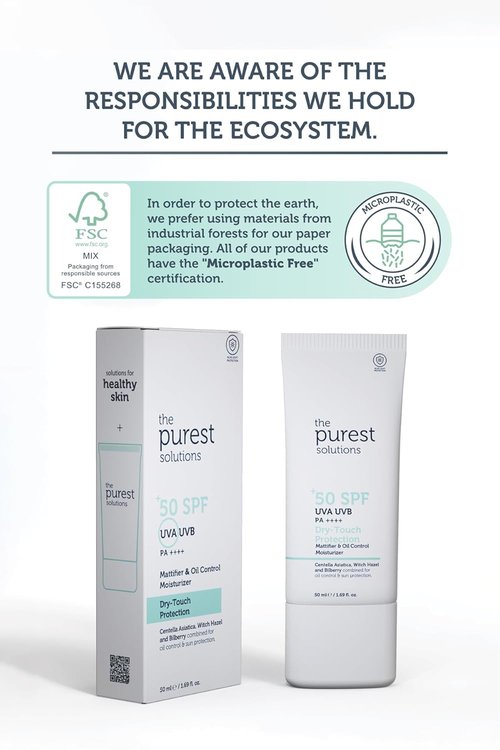 Purest Solutions Dry-Touch Protection Moisturizer SPF 50+ - Oil Control & Mattifier for Oily Skin | Vegan & Eco-Friendly (1.69 fl. oz)