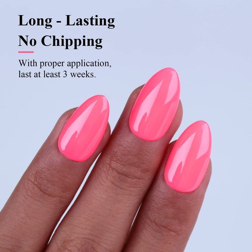 Imtiti Neon Gel Nail Polish - 0.5 Fl Oz Neon Pink, LED/U V Soak Off, DIY Nail Art Starter Kit
