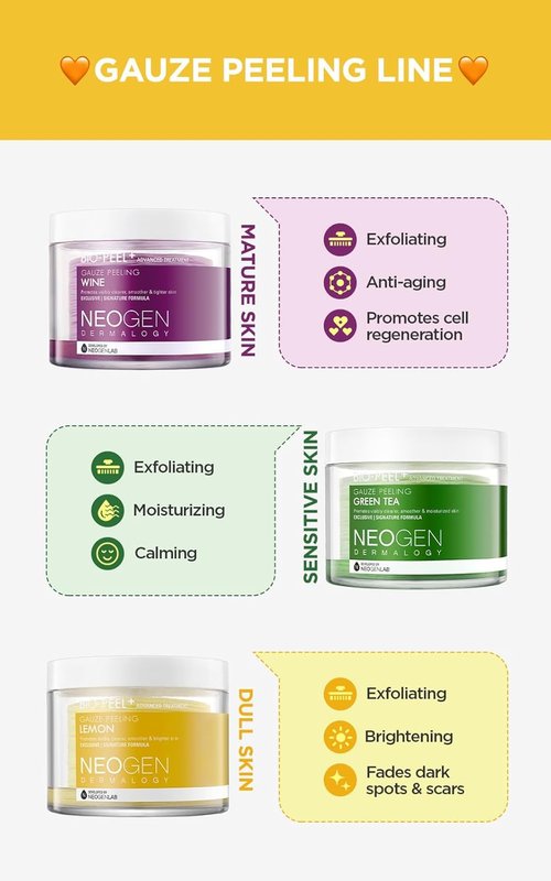DERMALOGY by NEOGENLAB Bio-Peel Gauze Peeling Pads - Exfoliating & Brightening with PHA, Lemon & Lemongrass | 30 Pads