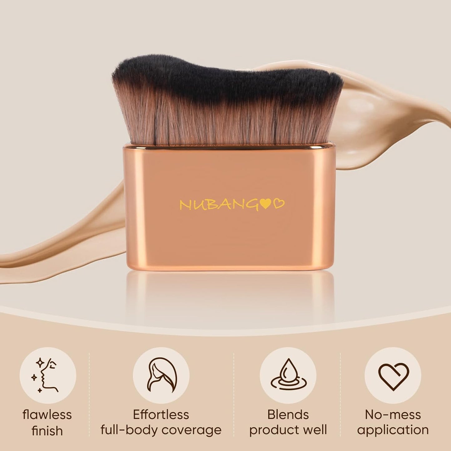 Skiennix Professional Kabuki Foundation Brush - Versatile Makeup Tool for Cream, Powder & Self Tanning (Pink Gold)