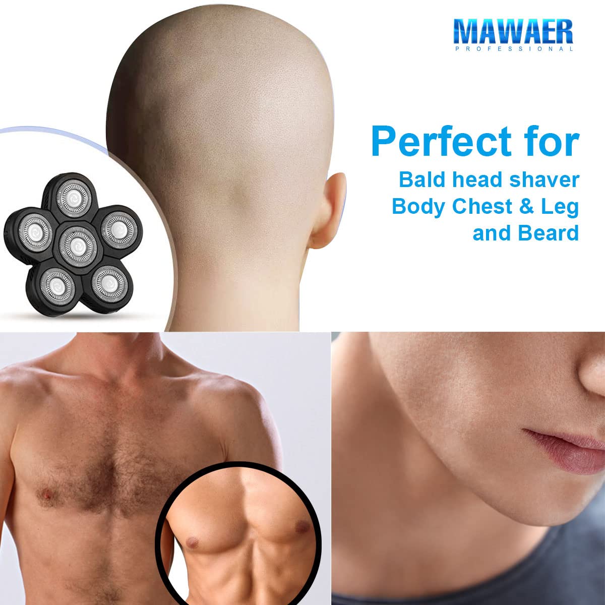 MAWAER 6 Blades Head Shaver Replacement Heads Compatible with Freedom Gold Shaver and Most Mainstream Brands Head Shaver Electric Shaver Electric Razor Replacement Head