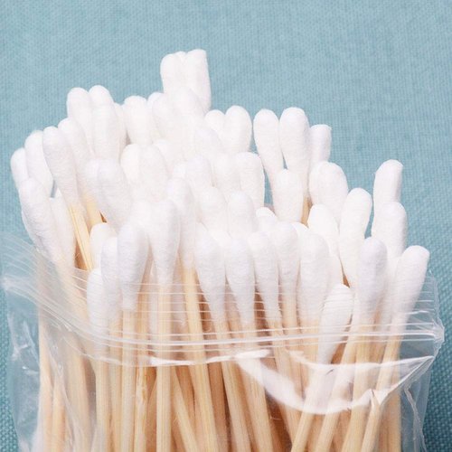 RIKWOG Cotton Swabs - 900 Count Bamboo Sticks with Clear Dispenser | Wooden Handles for Makeup & Personal Care