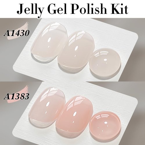 Double Rhythm Gel Nail Polish Set of 6 Colors Baby Light Pastel Milky Nail Polish Starter Kit Art DIY Salon Home (Jelly Sheer Pink Nude White,Kit37)