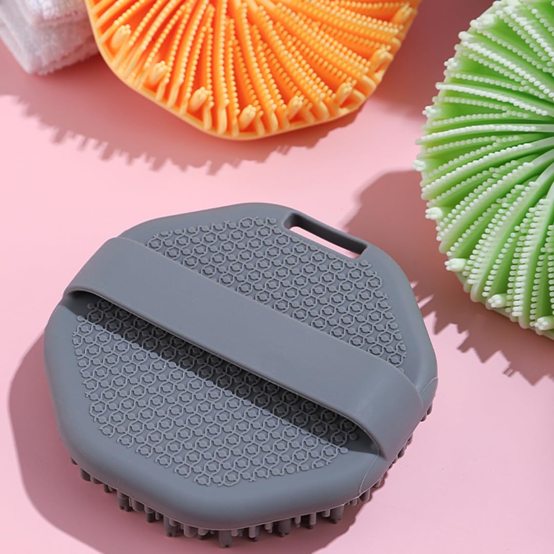 2PCS Scrubbies - Scrubbies The Sud Bud,Silicone Body Scrubber, Exfoliating Body Scrubber for Sensitive Skin, Scrubbies for Body, Silicone Body Brush for Showering, Charcoal (Black + Gray)