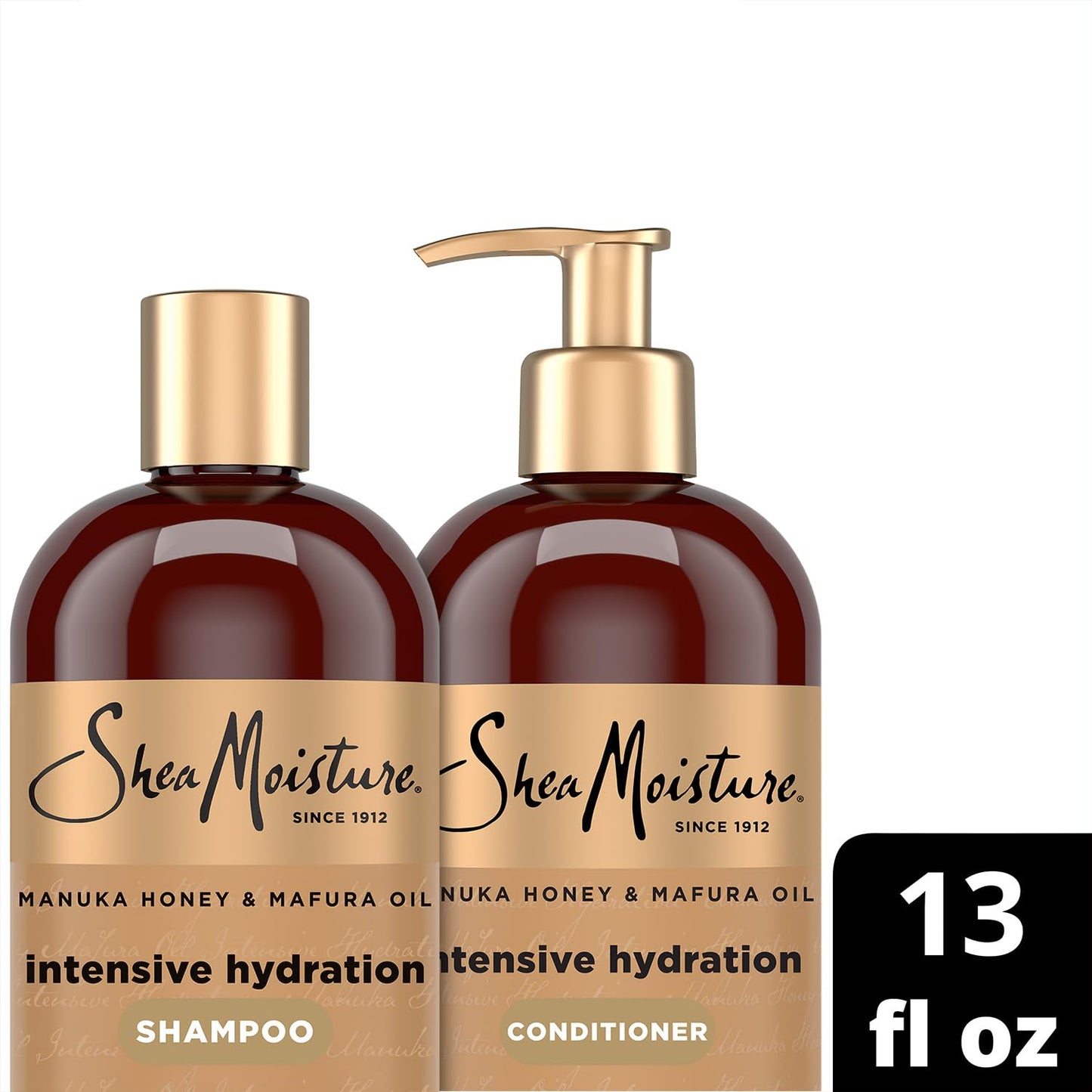 SheaMoisture Manuka Honey & Mafura Oil Shampoo and Conditioner - Intensive Hydration for Dry Hair | 13 Oz Each