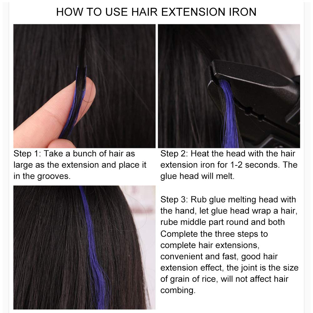 Hair Extension Connector Iron, Adjustable Temperature Hair ConnectorProfessional Hair Extensions Tool for Home and Salon Use Black US Plug 110V