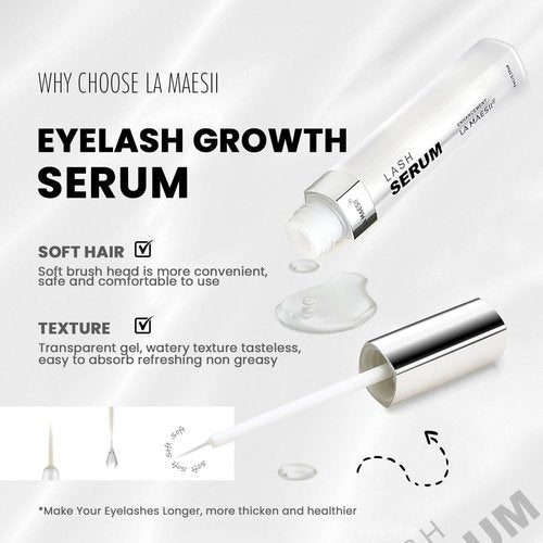 LA MAESII Eyelash Growth Serum - Advanced Formula for Longer, Thicker Lashes | Vegan & Cruelty-Free (5mL)
