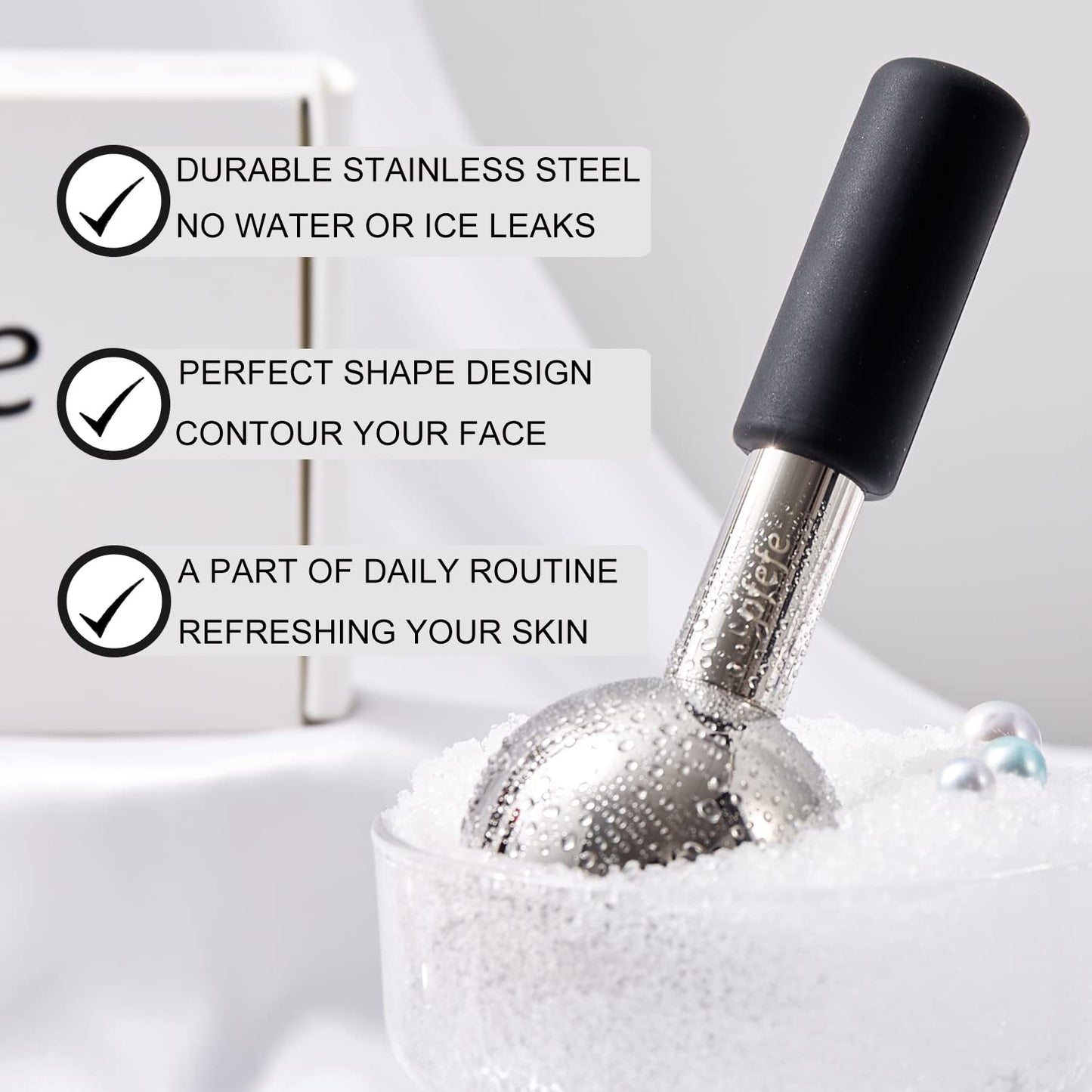pfefe Ice Globes for Face & Eyes, Unbreakable Stainless Steel Cryo Sticks for Beauty Routines, Facials Cold Roller Cooling Globes for Puffiness, Wrinkles, Dark Circles, Headaches