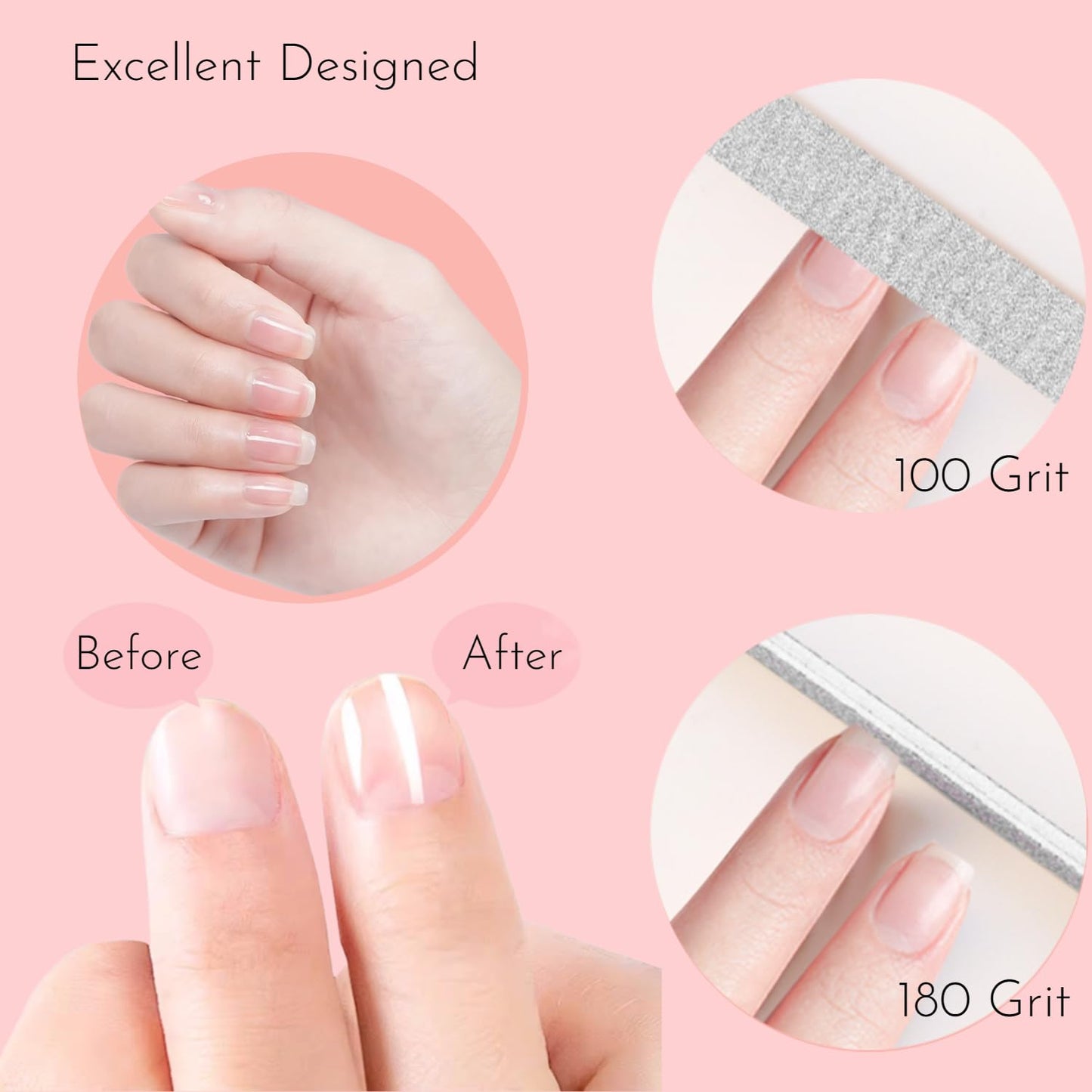 Disposable Manicure Kit,Nail Files Set,Wood Nail File/Mini Nail Buffer/Wood Nail Sticks,Individually Packed Mini Pedicure Set for Fingernails Toenails Nail Salon (100 Pack)