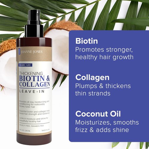Joanne Jones Biotin & Collagen Leave-In Conditioner - 8 fl oz Spray for Moisture & Shine