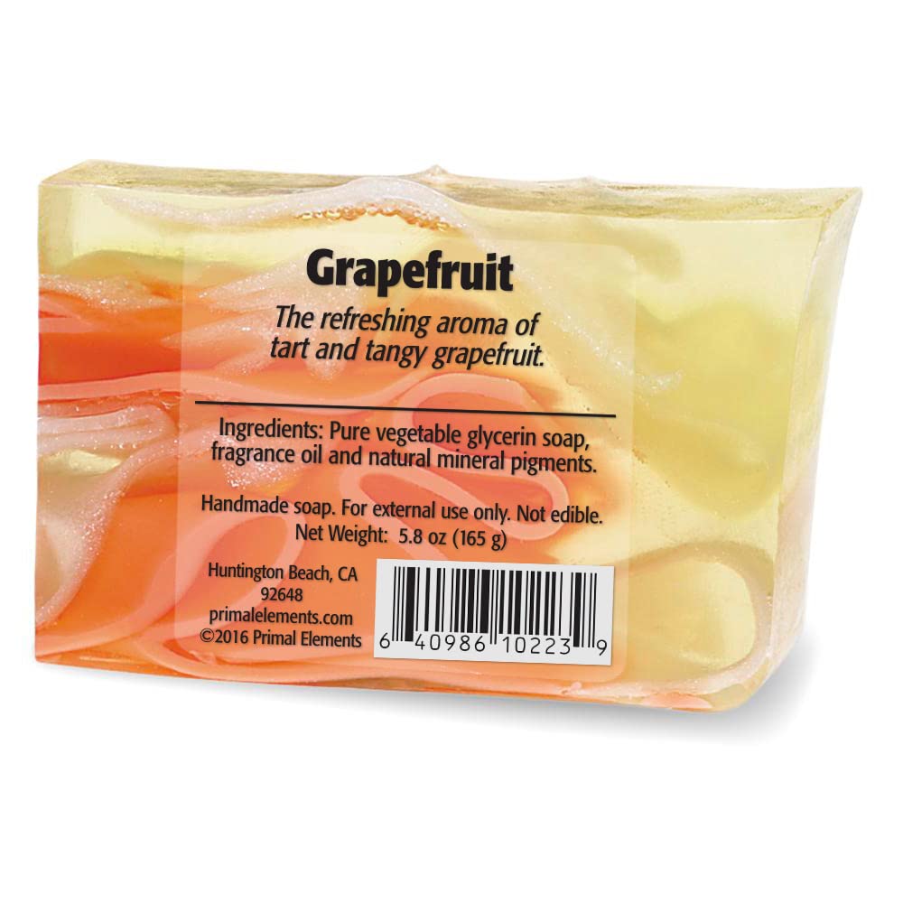 Primal Elements Bar Soap in Shrinkwrap, Grapefruit, 6 Ounce