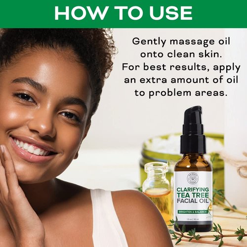 Clarifying Tea Tree Facial Oil - Antioxidant-Rich Acne Treatment for Even Skin Tone | 1 fl oz/30ml