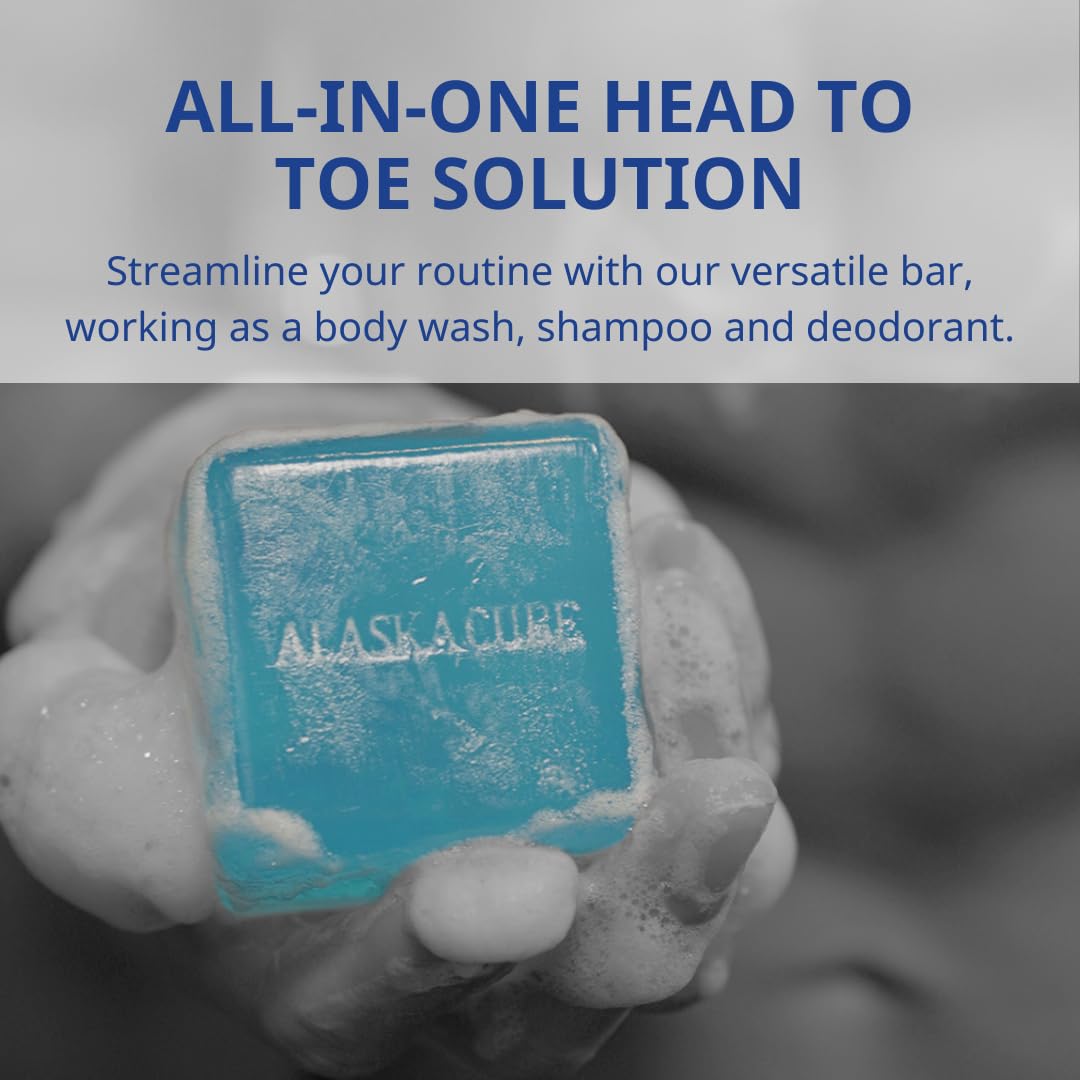 Alaskacube Shower Bar Body Bath Soap (Set of 2) Cleanser Cooling Refreshing Effect Rich Foam Body Wash Shampoo Deodorant for Face and Body Menthol Mint Sandalwood Woody for men and women