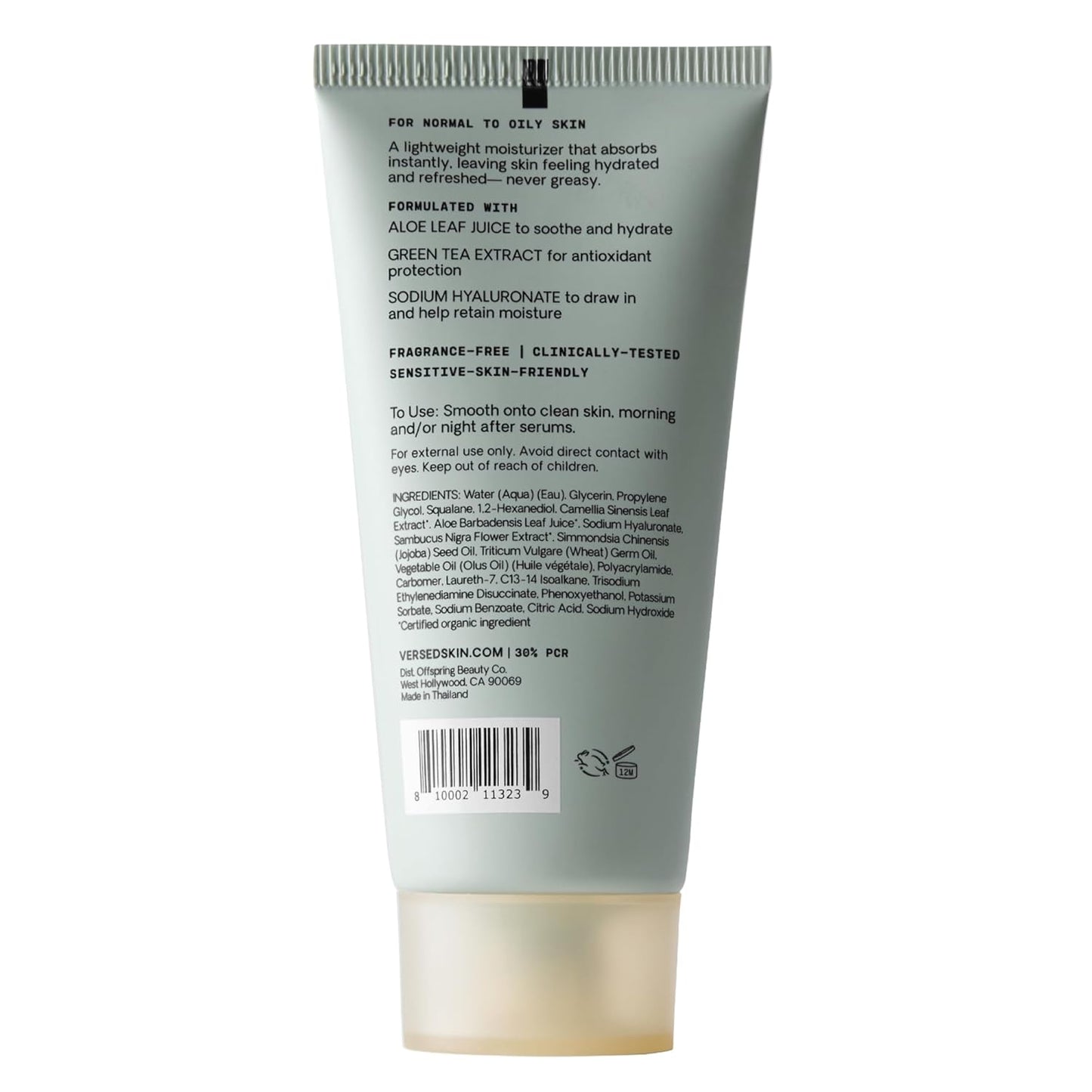 Versed Dew Point Gel Moisturizer - Antioxidant-Rich Gel Cream with Green Tea & Aloe - Fast Absorbing, Vegan (2 fl oz)