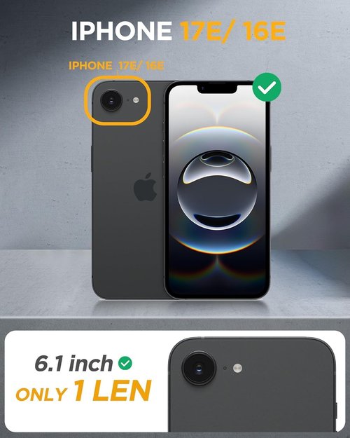 Miracase iPhone 17e & 16e Case - Full-Body Protection with Built-in Glass Screen Protector | Military Drop Proof, Black, 6.1 Inch