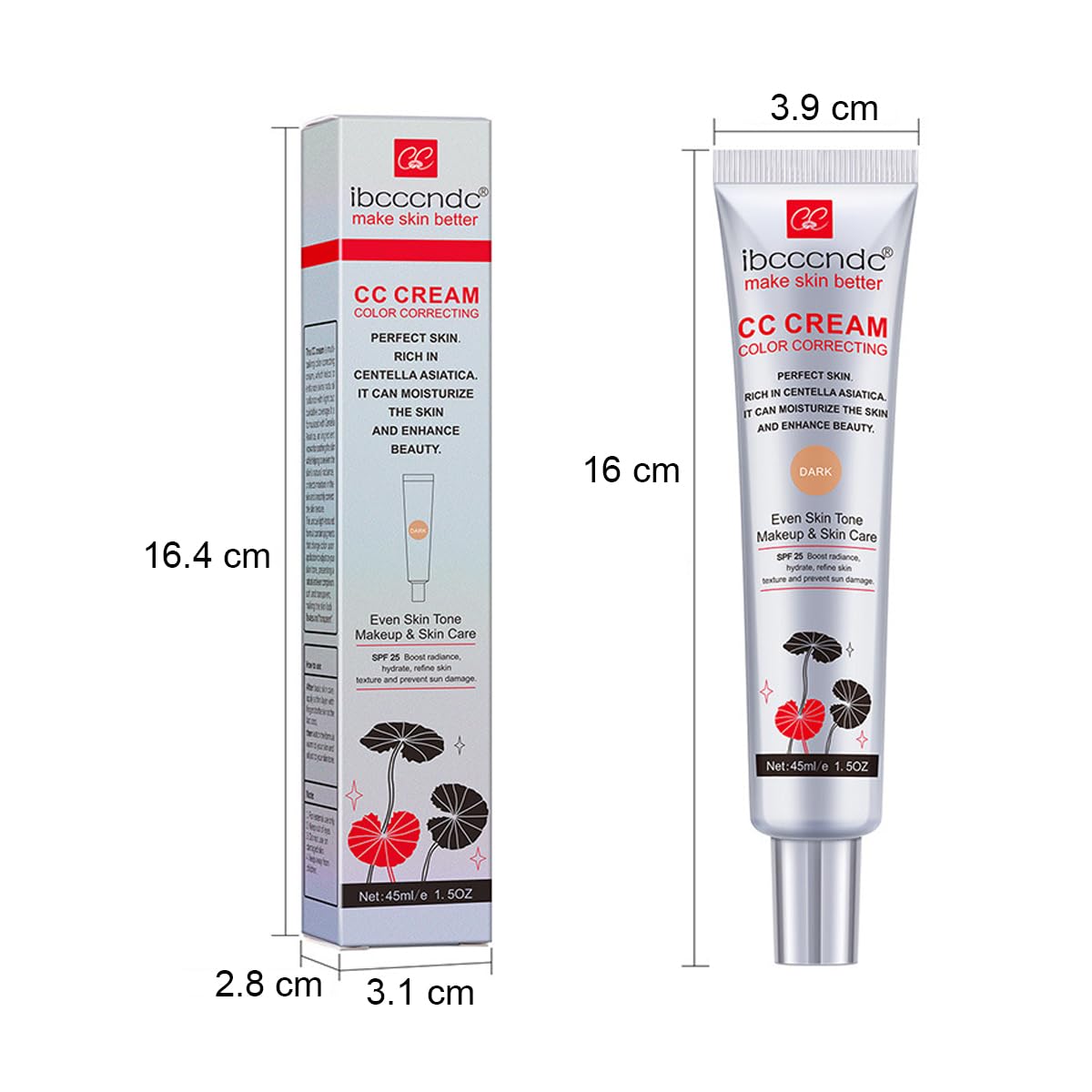 Skiennix Color Correcting CC Cream - Full-Coverage Foundation with SPF 25 | Hydrating Serum, Light (45 ml)