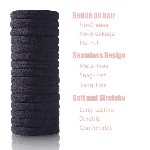 Vrose Flosi Hair Ties No Damage - Strong Stretchy SnagFree Hair Bands | Soft Nylon Thick Ponytail Holders Hair Elastics for Everyday Hairstyles | Ideal Gifts for Women Teens Girs 20pcs