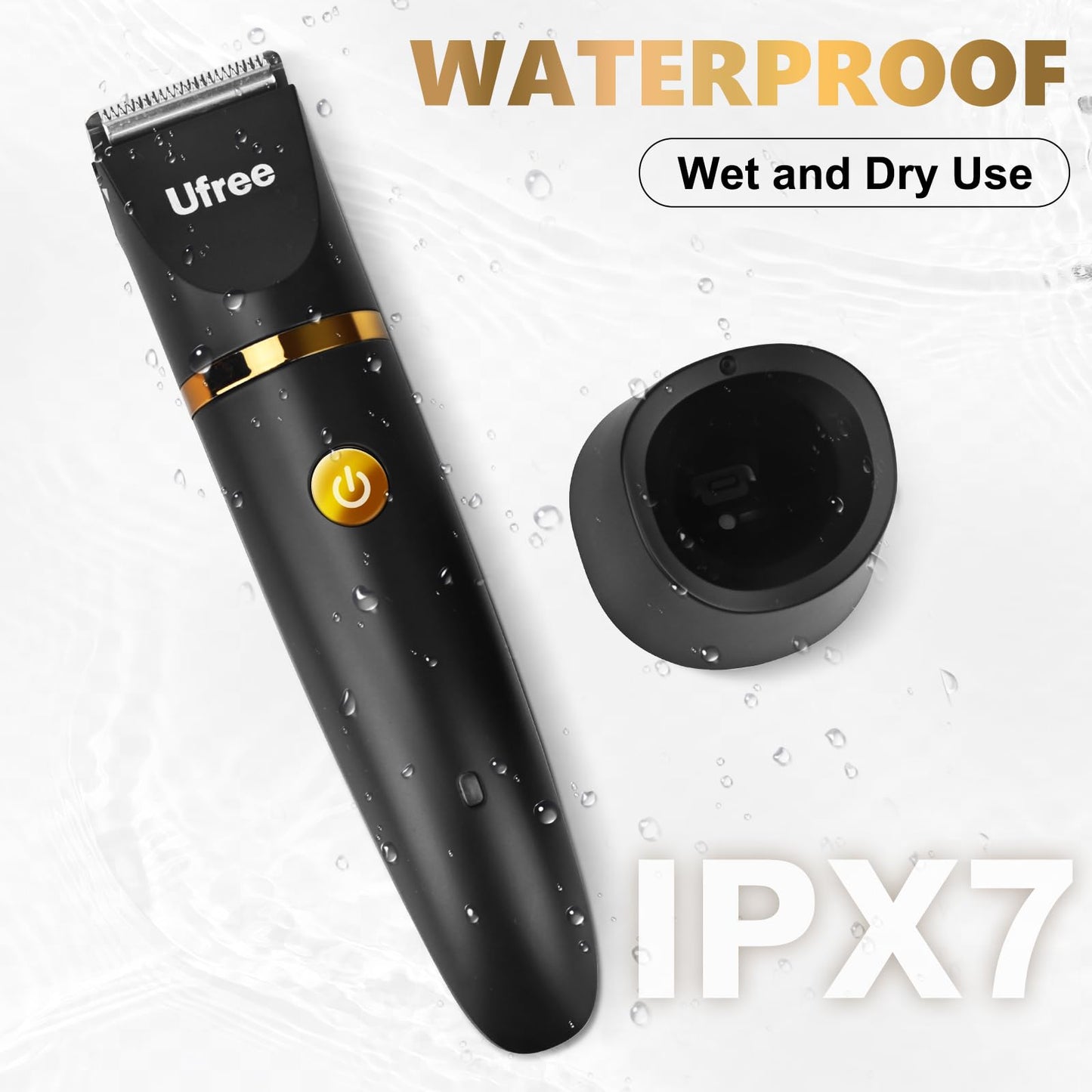 Ufree Body Hair Trimmer for Men, Manscape Ball Pubic Hair Trimmer, 3 in 1 Men Grooming Kit for Groin, Waterproof Body Electric Shaver Razor, Replaceable Ceramic Blade, Gifts for Men, Black