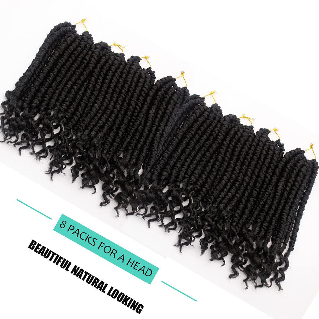 Spring Twist Hair 12 Inches Senegalese Crochet Hair Curly End Crochet Twists for Black Women 8 Packs Pre looped Passion Twist Crotchet Hair Synthetic Spring Twist Crotchet Hair 1B