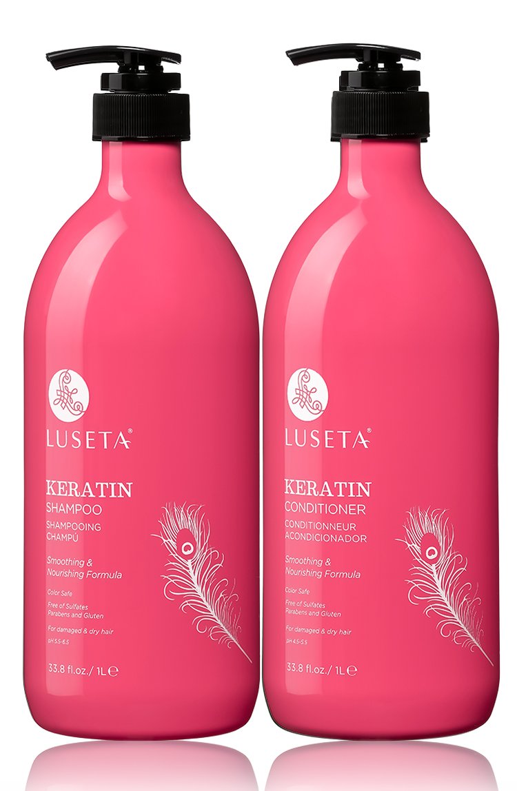 Luseta Hyaluronic Acid Moisturizing Shampoo & Conditioner Set for Dry and Damaged Hair, Sulfate Free Shampoo and Conditioner for Women Infused with Argan Oil and Shea Butter Paraben-Free2 x 16.9oz