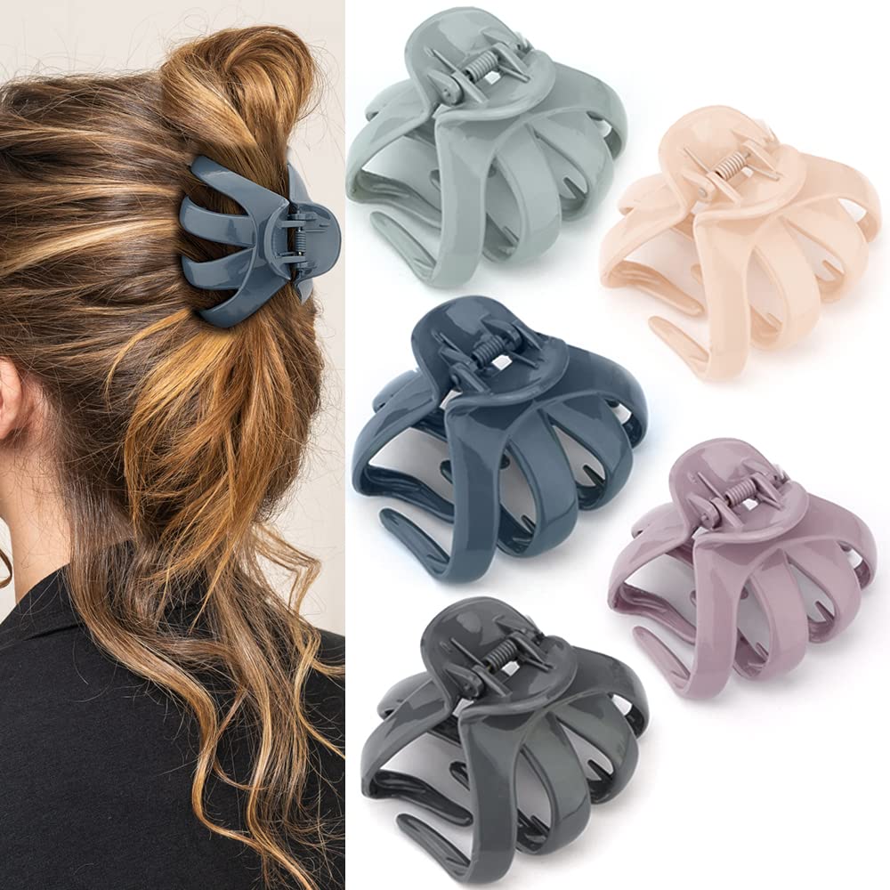 Hair Clips Claw Clips for Thick Hair 5Pcs Large Hair Clips 3.15'' Big Octopus Hair Clip Long Thick Medium Hair Neutral Jumbo Jaw Clips Hair Accessories for Women Girls