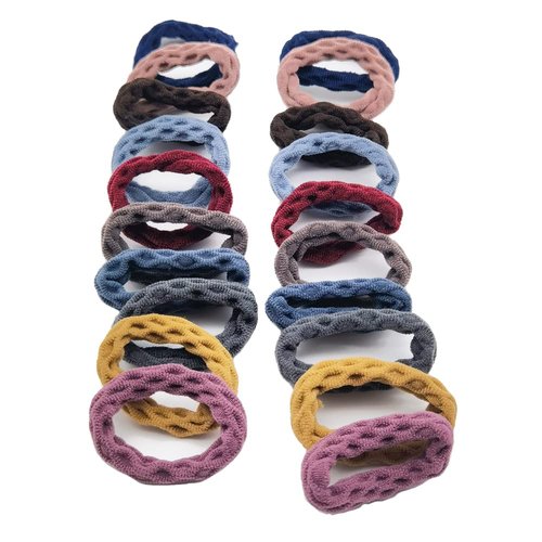 Design of Diamond shape Pattern Hair Ties with Seamless High Elastic Thickening in Ponytail Holders (Multiple Colors with 20 Pcs Packing)