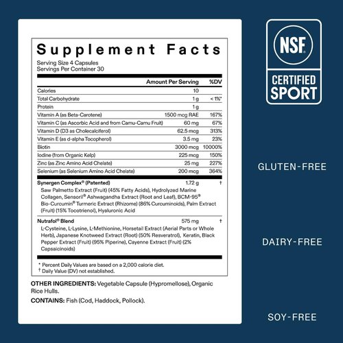 Nutrafol Men's Hair Growth Supplements - Clinically Tested for Thicker Hair & Scalp Coverage | 1 Month Supply