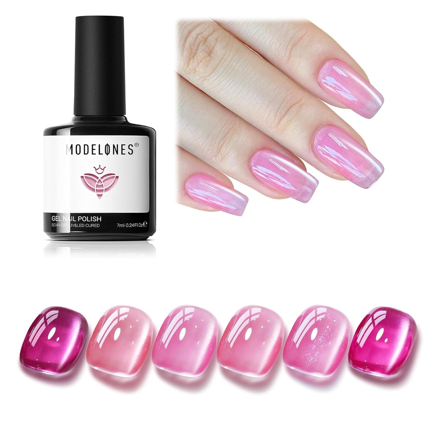 modelones Pink Gel Nail Polish Set, 6 Colors Light Soft Pink White Nude Pink Soak Off Nail Art Gel Design Manicure Kit Salon DIY Home Gift for Women Girlfriend Girl
