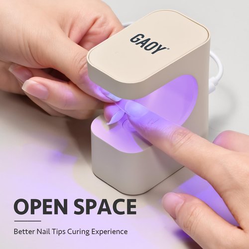 GAOY Mini UV Light for Gel Nails, Small Curing Light with 2 Timers, U-Shaped LED Nail Lamp for Fast Curing, Creamy White