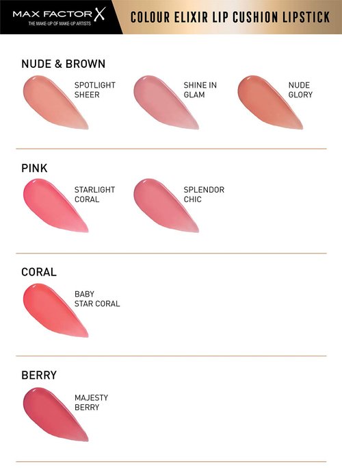 Max Factor Colour Elixir Lip Cushion Gloss - Hydrating Formula with Vitamin E | Baby Star Coral, 9 ml