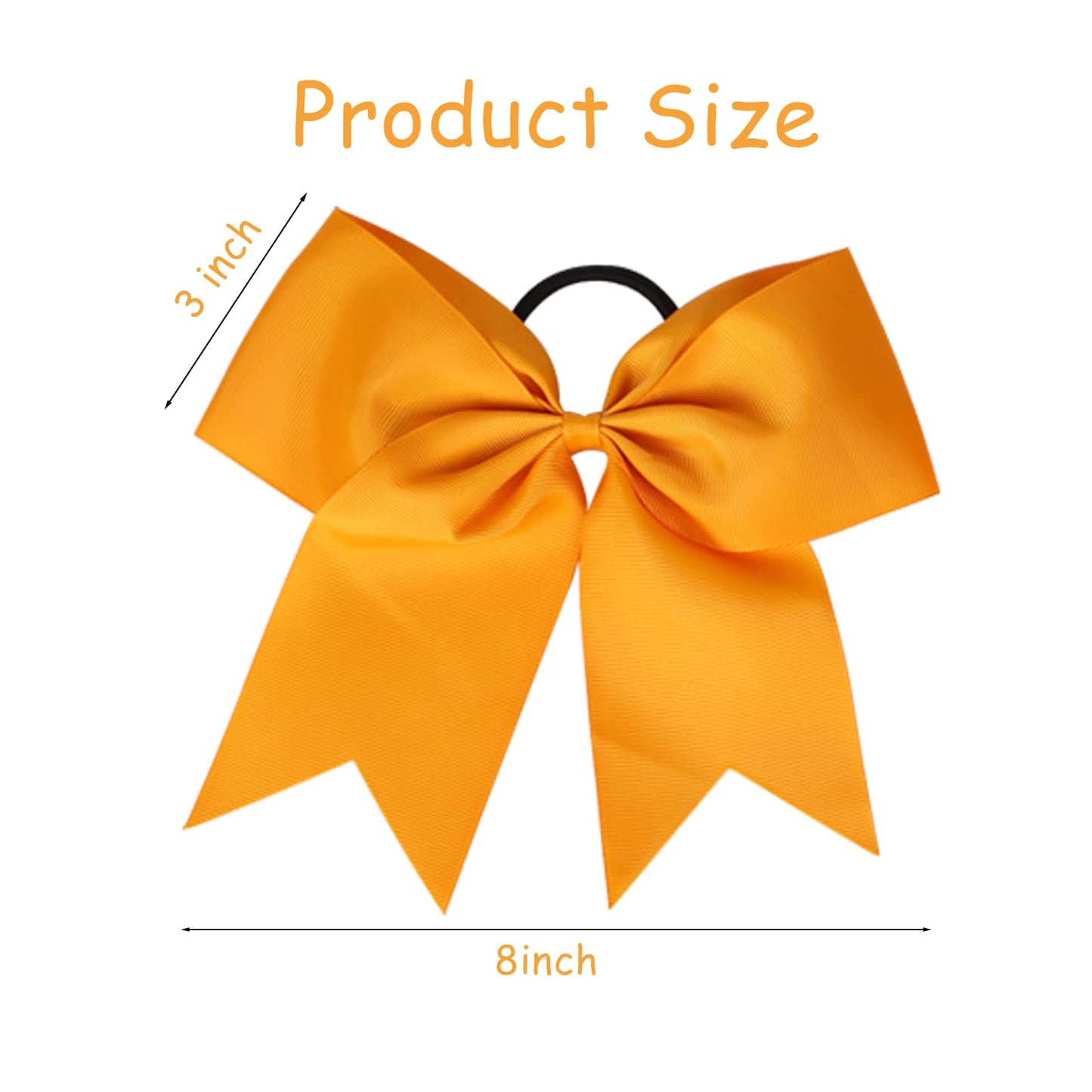 chiduerm 16Pcs Cheerleading Bows 8 Inch Large Cheer Hair Bows Grosgrain Ribbon Elastic Bands Handmade Ponytail Holder for Cheerleading Girls School College Sports (gold)