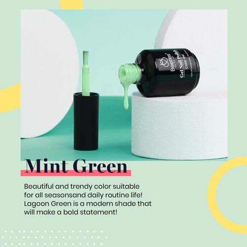 Beetles Mint Green Gel Nail Polish, 15ML Green Gel Polish, Soak off Uv Led Nail Lamp Easter Spring Nails Art Manicure Salon Salon DIY - Gift for Her