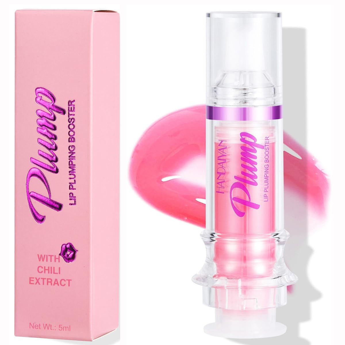 Spicy Lip Plumping Booster,Plumping Lip Oil with Chili Extract,Plump and Pout Lip Plumper for Women Girls,Fuller Lips Instantly,Hydrating,High-Shine (04)
