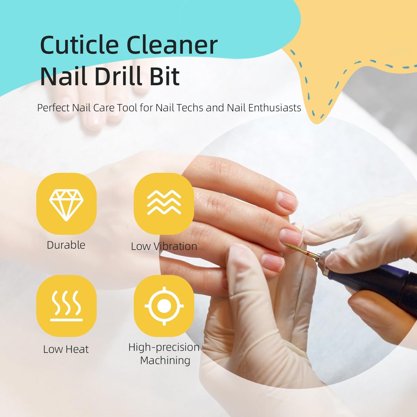 HYTOOS 2mm Long Flame Cuticle Clean Nail Drill Bits, 5Pcs/Set Titanium Russian Diamond Nail Bit Professional Safety Under Nail Cleaner Burr for Cuticle Dead Skin, Electric Drill Accessories, Fine