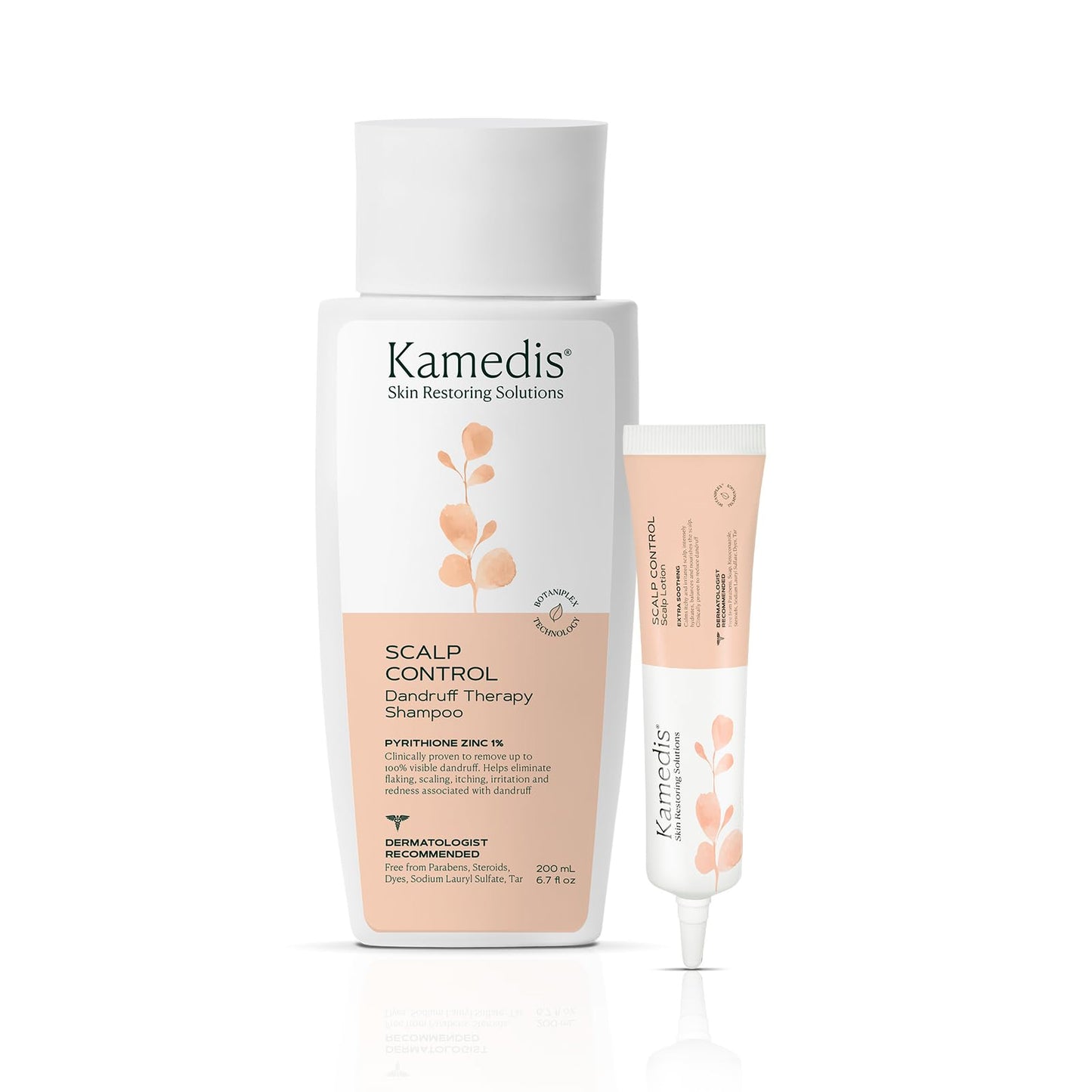 KAMEDIS Anti-Dandruff Therapy Shampoo 6.7 Fl.Oz & Botanical Moisturizer Over-Night Scalp Lotion 1.3 Fl.Oz - For Dry, Itchy, Flaky & Seborrheic Dermatitis Scalp - 2pk