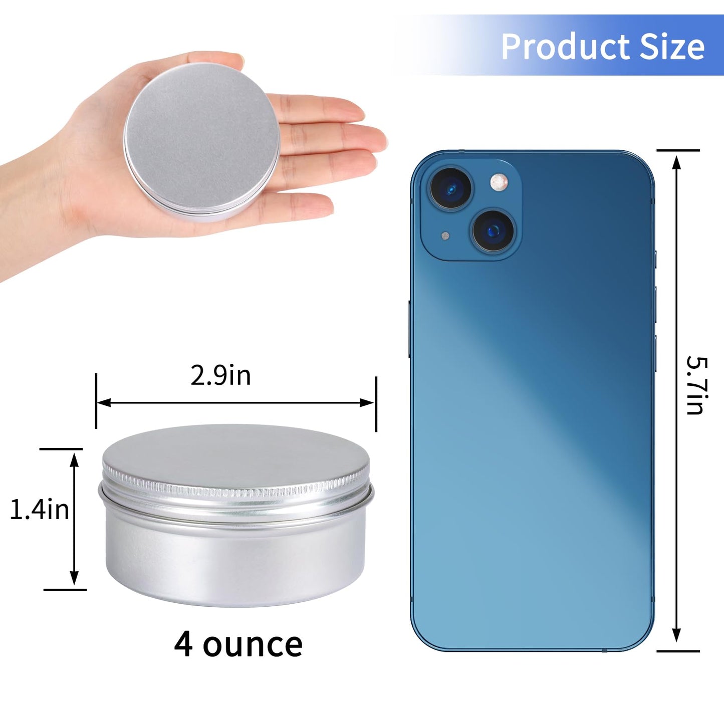 Moretoes 45 Pack Tins, 4oz Metal Round Tins Aluminum Empty Candle Tins with Screw Lid for Lotion Bars, Salve, Spices or Candles