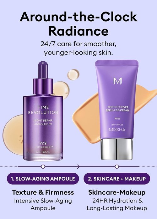 MISSHA Time Revolution Night Repair Serum - Probiotic Skincare for Radiance, 1.69 Fl Oz