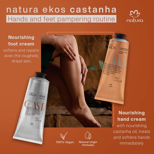 Natura Castanha Hand & Foot Cream Duo - Nourishing Brazil Nut Oil Set for Deep Hydration | 2 x 2.6 oz (75g)