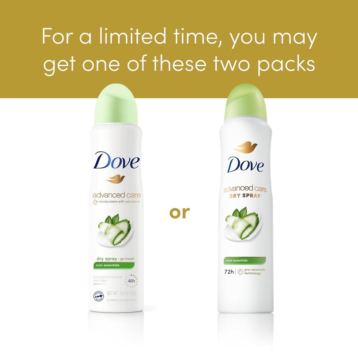 Dove Advanced Care Antiperspirant Deodorant Dry Spray Cool Essentials 3 Count Antiperspirant deodorant for helping your skin barrier repair after shaving With Pro Ceramide Technology 3.8 oz