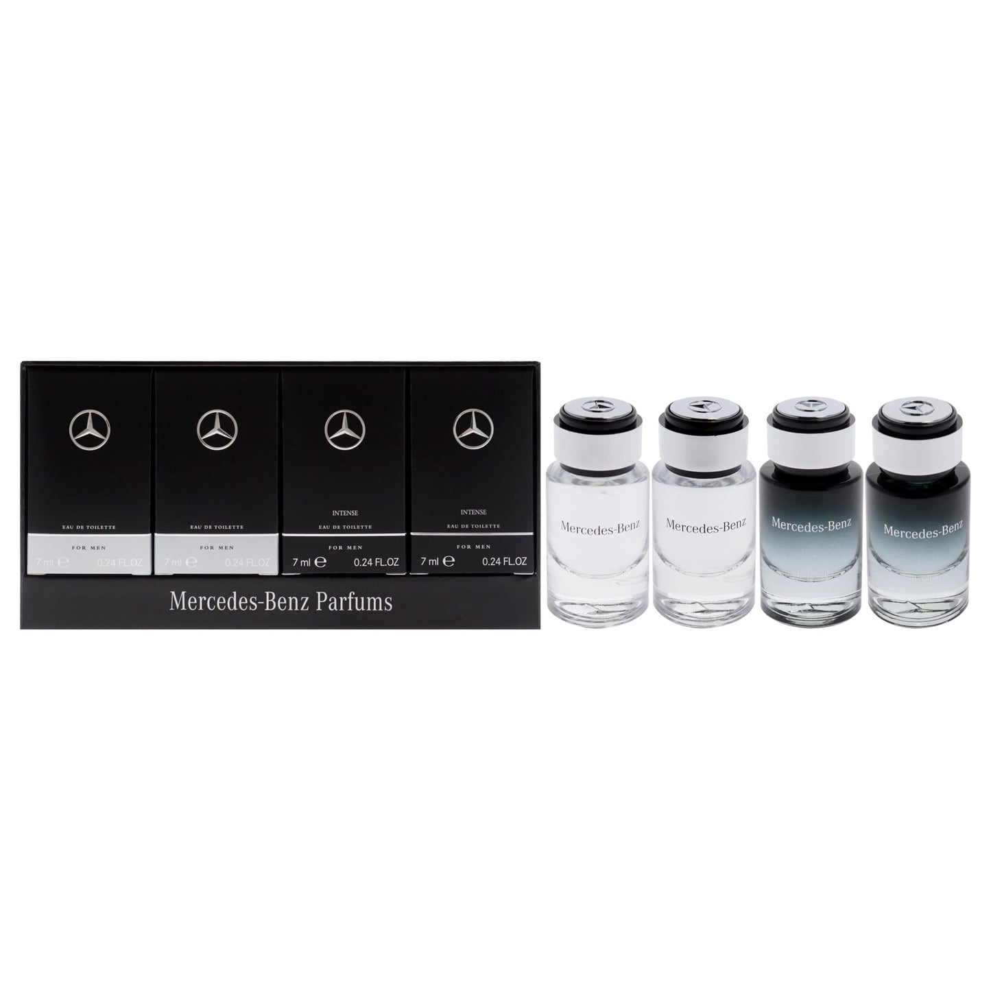 Mercedes-Benz Giftset - Mini Mens Cologne Set - For Men, For Men Intense - Long Lasting Cologne for Men - Men's Fragrances - Perfume for Men - 4 Pc