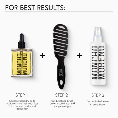 MONCHO MORENO Mini Magic Brush - Travel Size Professional Detangling Hair Brush for Dry Hair, Anti-Breakage & Anti-Frizz Brush, Adds Shine, Ideal for On-the-Go Styling (Black)