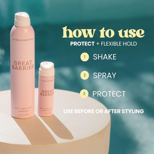 Beachwaver Co. Great Barrier Heat Protectant Hair Spray - Multi-Purpose Styling Treatment for Frizz-Free, Flexible Hold