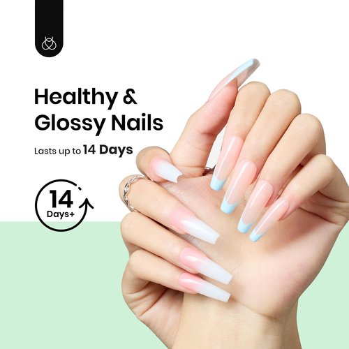 Beetles 2Pcs Hema Free Gel Base and Top Coat Set No Wipe, Upgraded Mild Formula Glossy Top Coat Gel Nail Polish Long Lasting Effect Soak Off No More Damaged Nails
