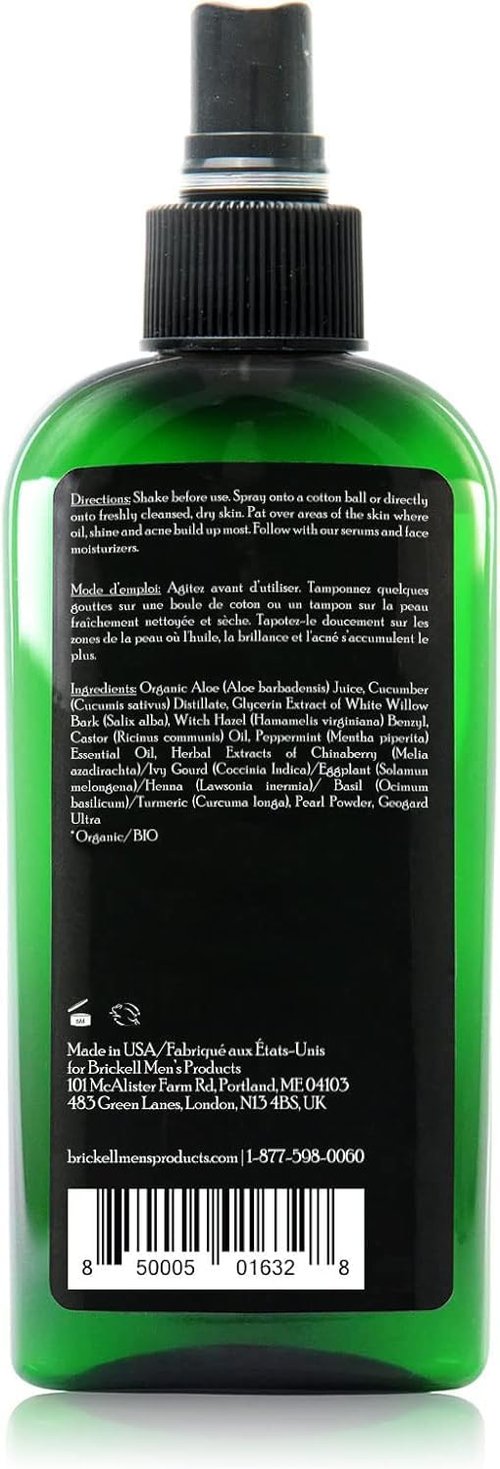 Brickell Men's Balancing Face Toner - Natural, Alcohol-Free Formula with Witch Hazel | 8 Ounce