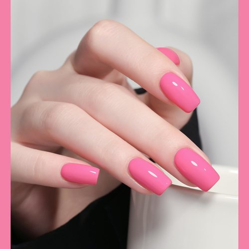 GAOY Bright Pink Gel Nail Polish, 16ml Soak Off UV Light Cure Gel Polish for Nail Art DIY Manicure at Home, Color 1526
