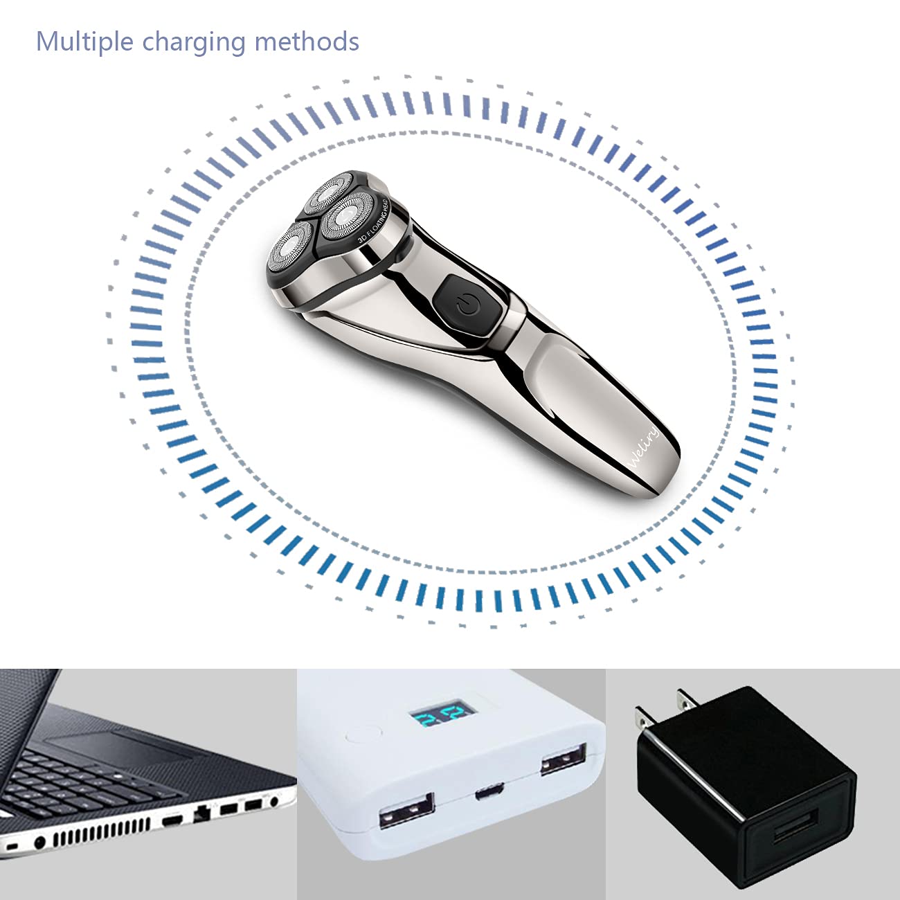 Skiennix Electric Razor for Men - Cordless Waterproof Shaver with Pop-Up Trimmer | USB Rechargeable